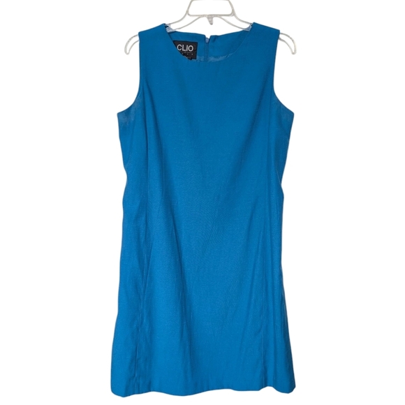 Clio 2 Piece Stylish Blue Striped Women's Button Down Coat And Dress Set Size 14 - Picture 4 of 16